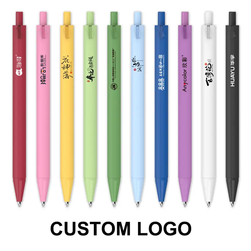 Stylo promotionnel de presse en plastique coloré de haute qualité stylo de promotion en plastique gel d'encre souple confortable avec logo personnalisé