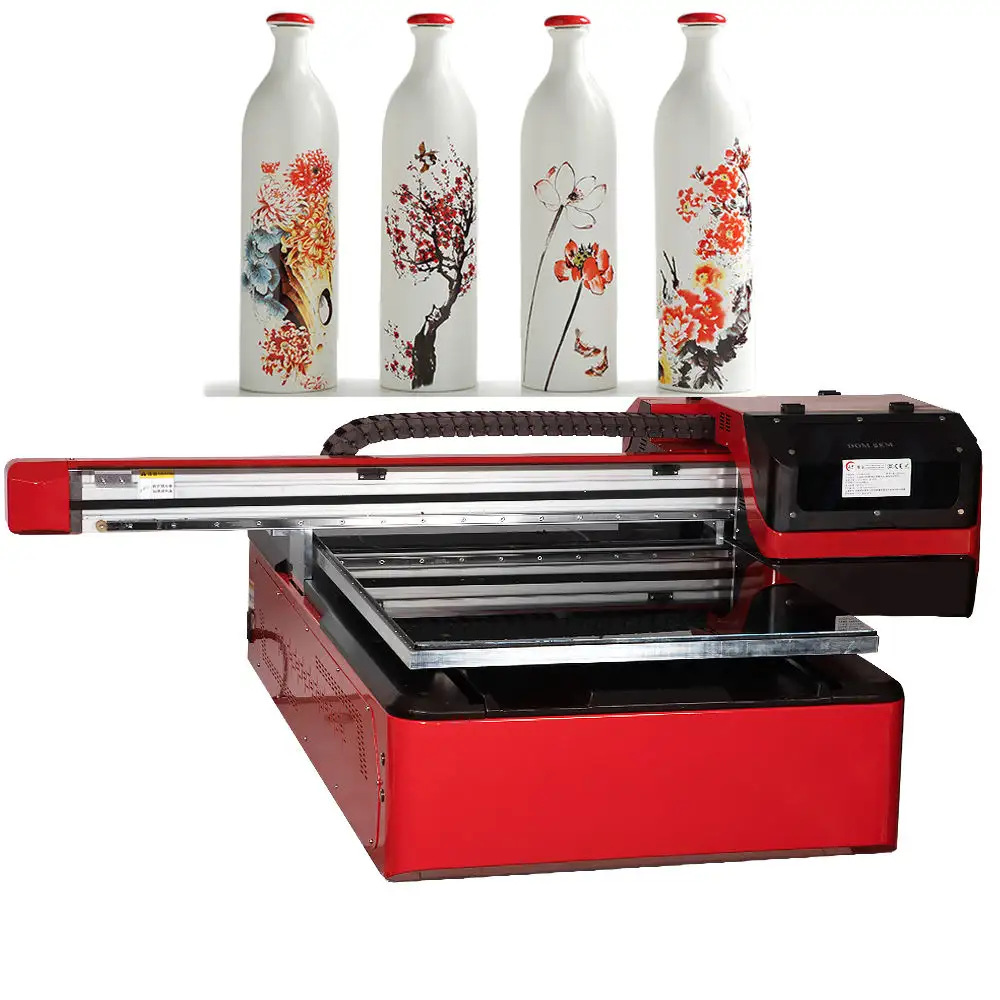 Impressora UV 6090S de mesa com garrafa/caneca/camiseta/caneta UV de 8 cores verniz para impressora