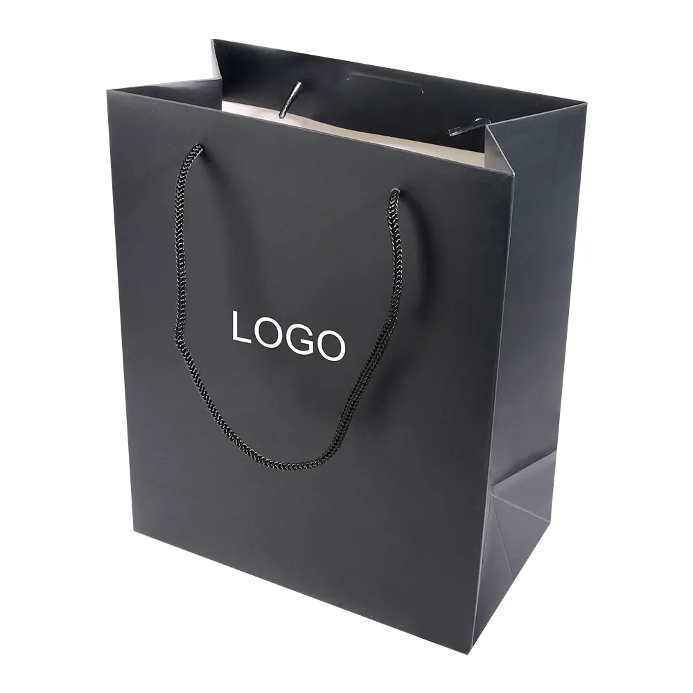 Comoda borsa pieghevole con Logo stampa regalo lati sacchetti di carta con manico a nastro