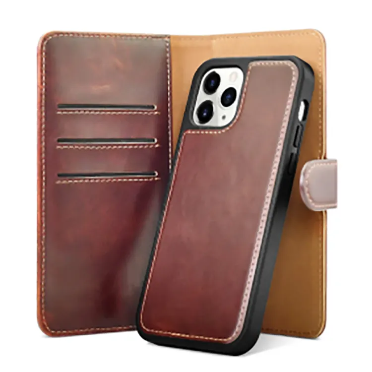 High quality leather Phone Case Retro Style Genuine Leather Case mobile phone card pouch Phone Case