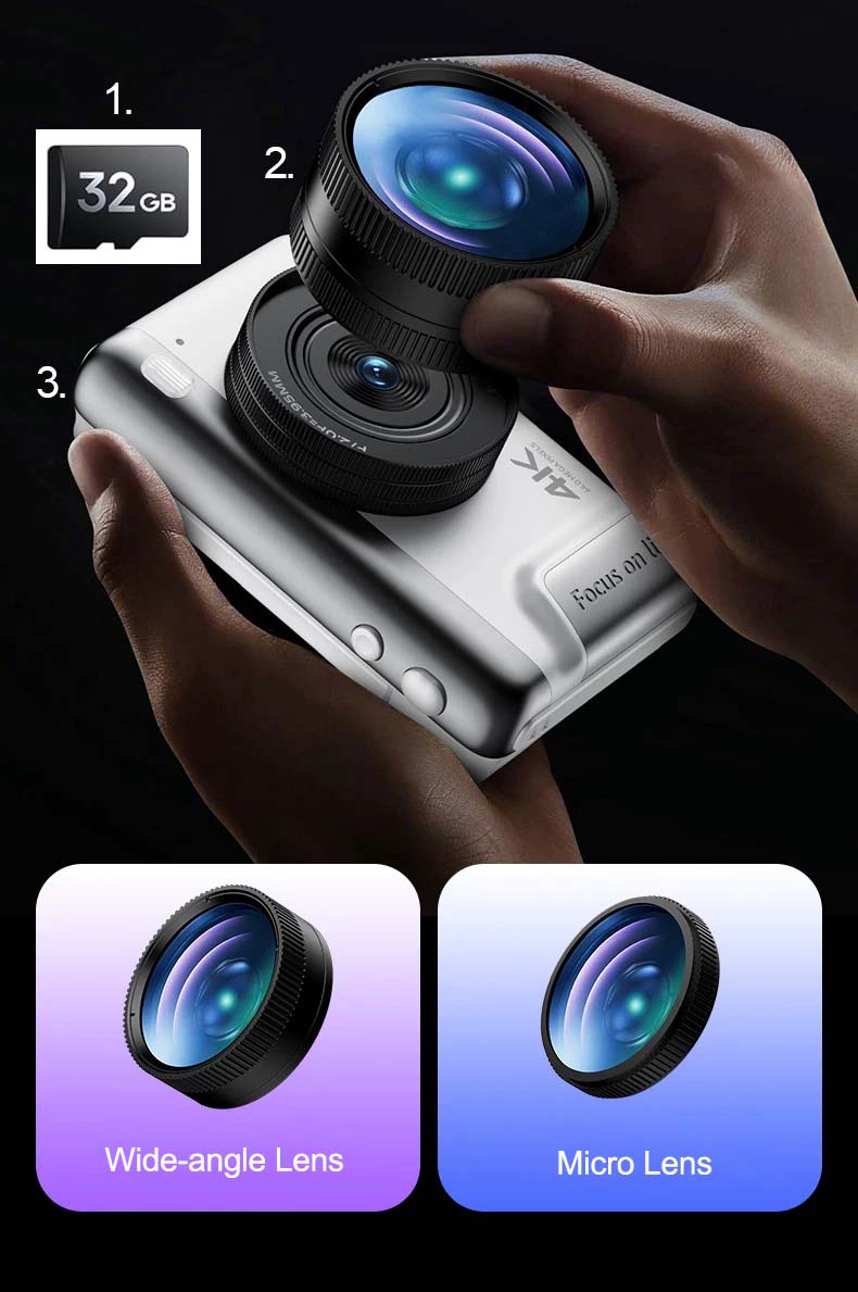 32 Go Blanc avec objectif grand angle et objectif macro