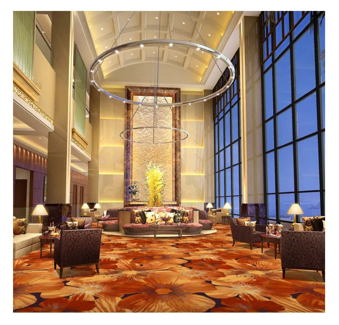 Tappeto in poliestere tappeto per hotel di fascia alta da parete a parete stampato tappeto per hall dell'hotel di lusso Hotel di fascia alta