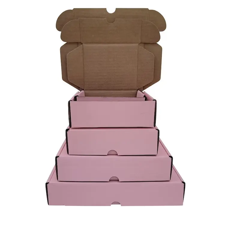 Paquet de 25/50/100 boîtes d'emballage roses en carton ondulé boîtes postales cadeaux pour vêtements boîtes d'expédition personnalisées pour petites entreprises