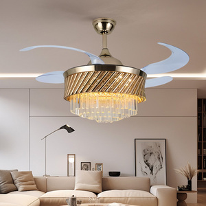 Luxury Villa <strong>Easy</strong>-to-Install Crystal LED Ceiling Fan Pendant Light Remote Control Round Shape Iron Material <strong>Middle</strong> Sizes - Product Image 4
