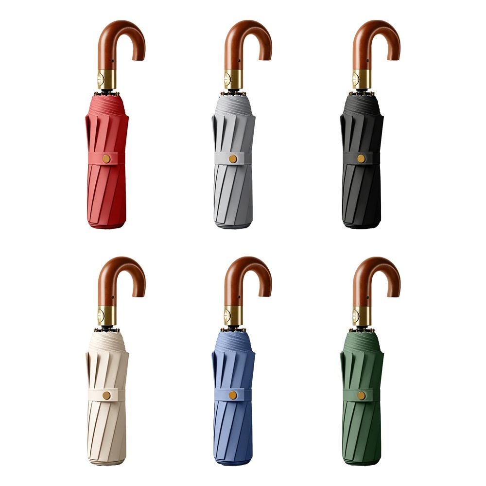 Parapluie pliant automatique 27 pouces avec poignée incurvée et logo personnalisé
