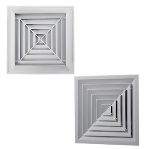 Klima havalandırma için alüminyum 4 yollu kare hava difüzörü Louvred yüz tavan tipi difüzör - Product Image 3