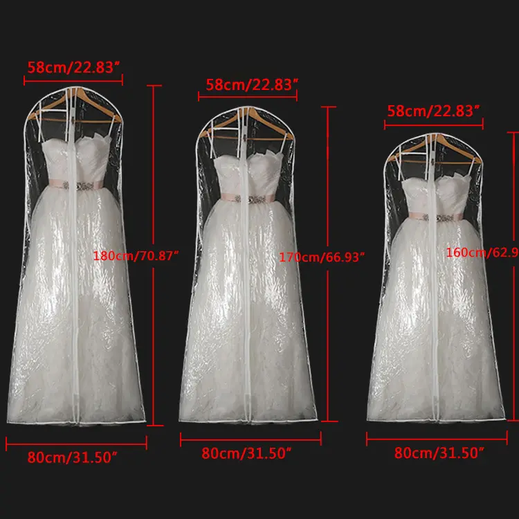 China Großhandel PVC Kunststoff Staub Braut Hochzeit Kleid Tasche Frauen Langes Kleid Abendkleider Tragbare Reiß verschluss Abdeckung Kleidungs stück Anzug Taschen