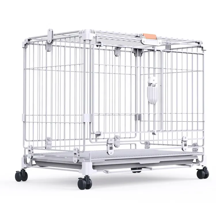 Cage de repos pliable et amovible en métal pour chien et chat avec roulettes