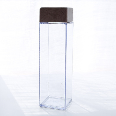 Wood grain square cup, transparent