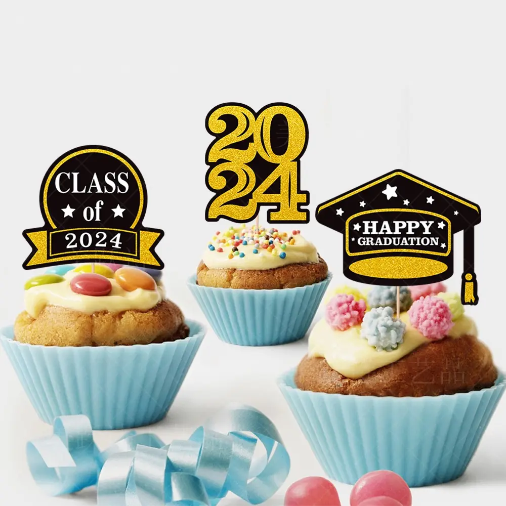 Buena calidad Feliz cumpleaños pastel Topper fábrica al por mayor 5 piezas graduación fiesta pastel Toppers