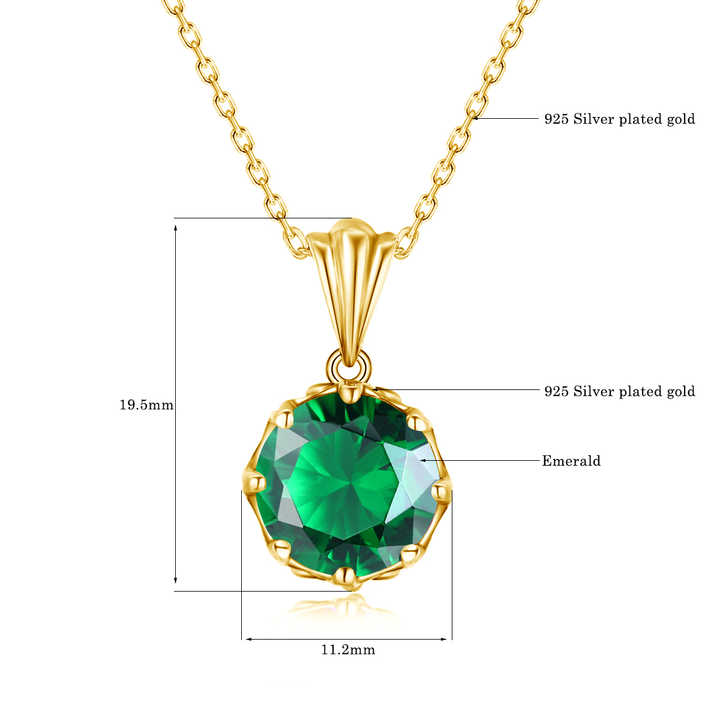 Handmade Custom 18K Gold Emerald Necklace Pendant Real 925 Sterling Silver Green Crystal Pendants for Women Fine Jewelry