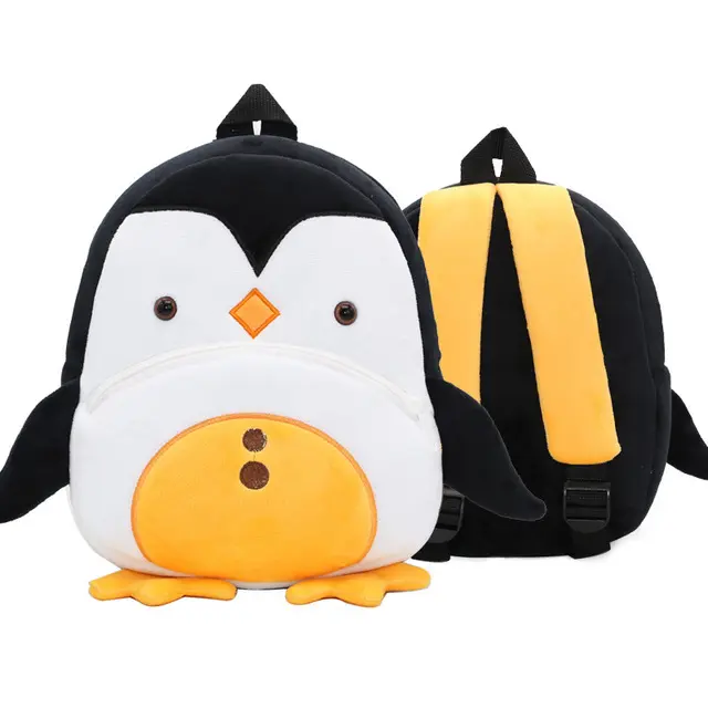 kids gift Custom logo Cheap Cute Cartoon kindergarten School bag Stuffed Animal Baby penguin Toddler kawaii purse plush backpack