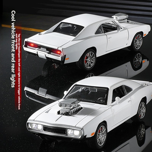 Diecast Model Car 1:24 Charger 1970 with Sound and Light Pullback Metal Car Model <strong>Toys</strong> Ornament Decorate Car Model - Product Image 5