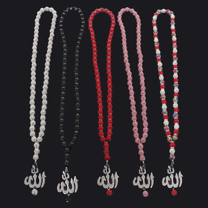 Kalung besar Muslim Arab, Kalung bola disko berlian imitasi rantai Sweater Arab Allah untuk doa Muslim - Product Image 6