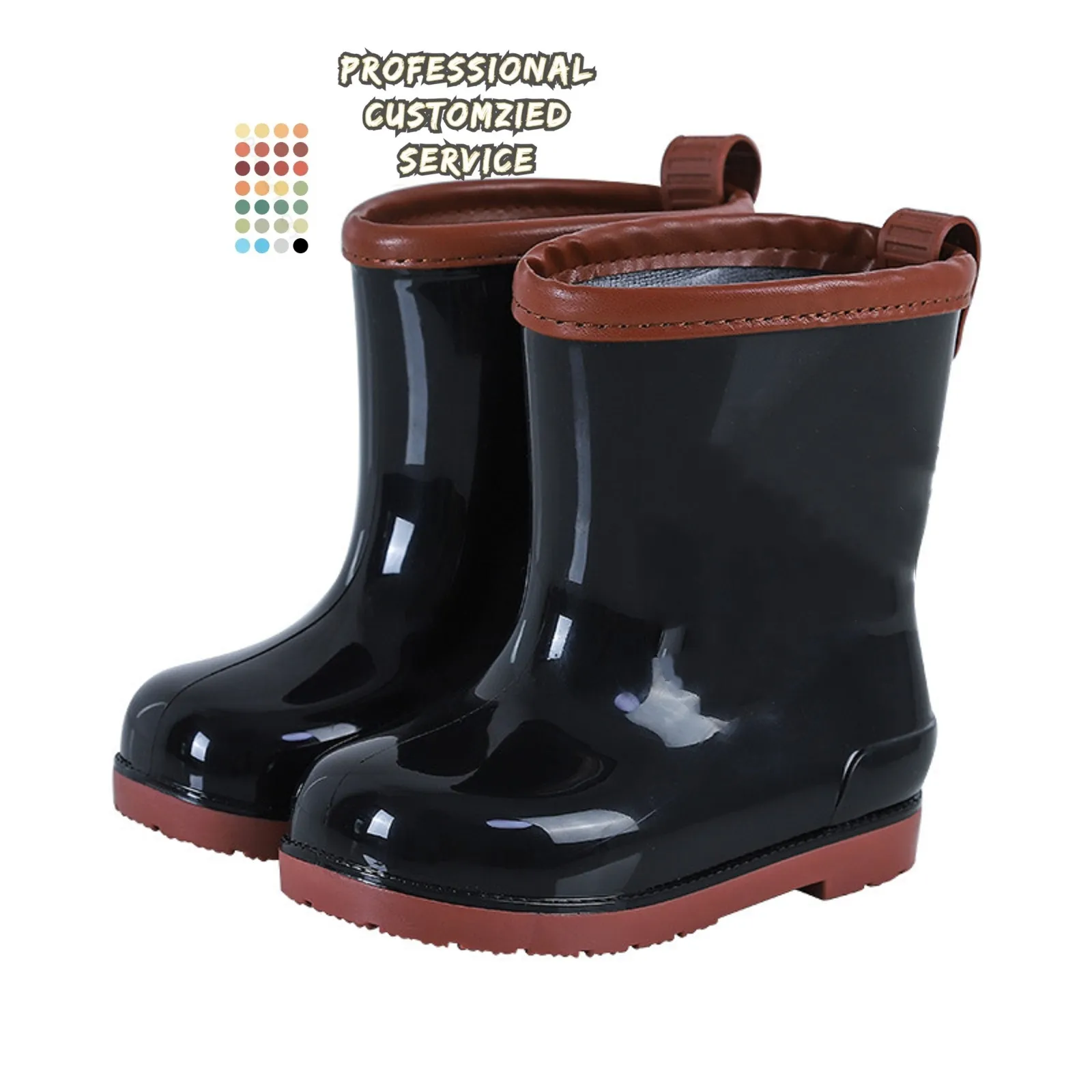 Anti-skid Leve Plush Baby All-season Rain Shoe Simples Cor Sólida Cute Cartoon infantil botas de chuva de borracha