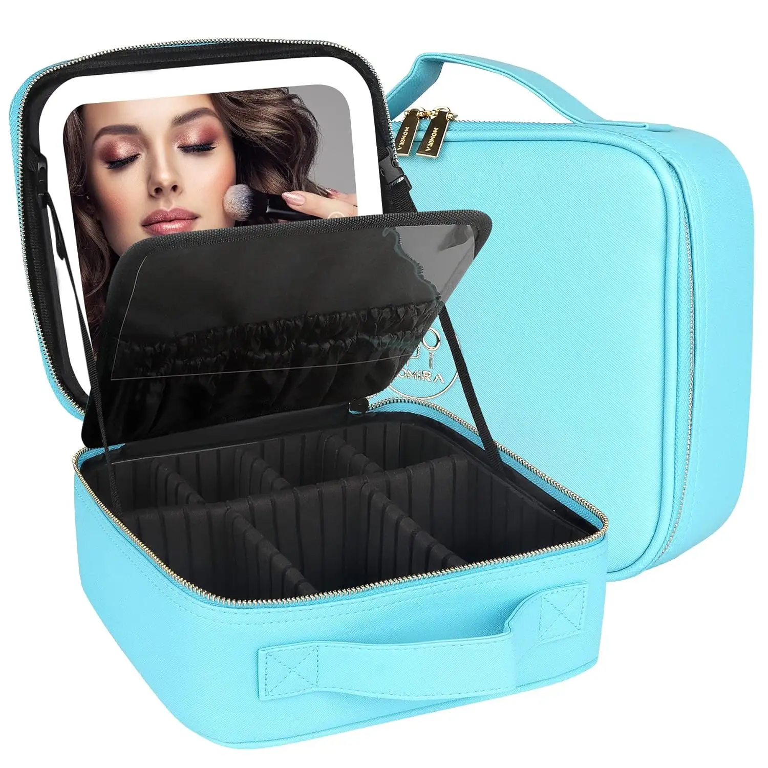 Portable écran tactile danse remplir lumière détachable carré rechargeable led pliant sac cosmétique led miroir maquillage sac de maquillage