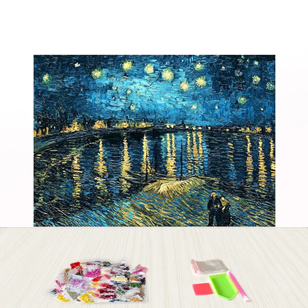 مجموعة ألماسية رائعة عالية الوضوح بالكامل عرض طبيعي خماسية الأبعاد لوحة ألماسية مشهورة مرسوم عليها نجوم الليل