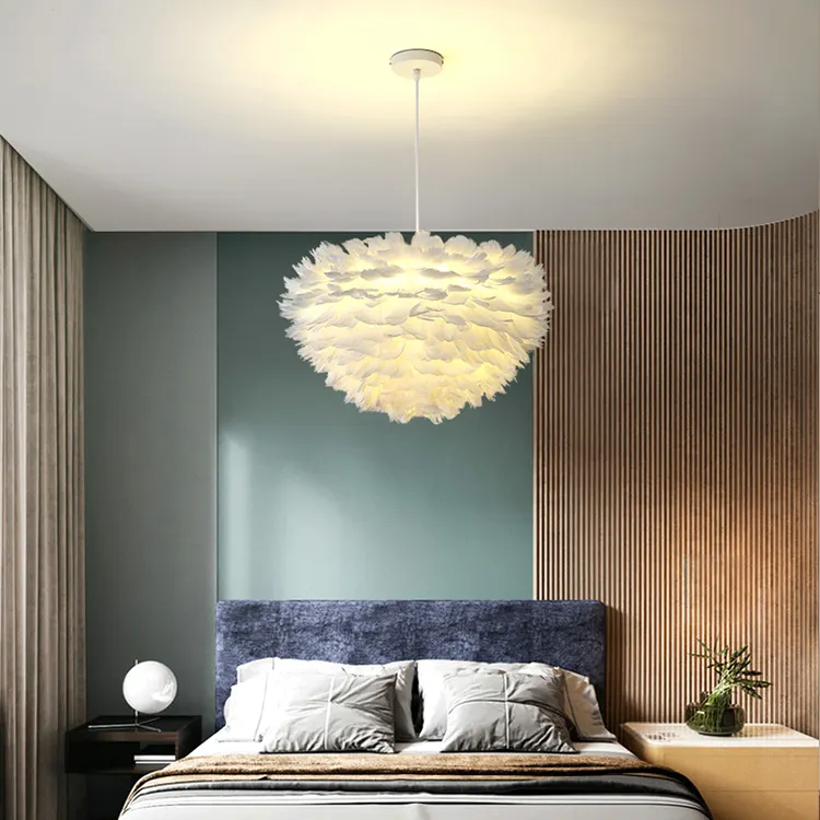 Luz nórdica para dormitorio principal, personalidad Simple moderna, creativa, superventas, pluma romántica cálida en forma de nube, Vhandelier