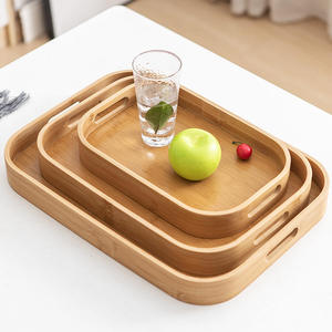 Bamboo Food Storage <span class=keywords><strong>Tray</strong></span> Multi-Size-Rechteck-Tablett im japanischen Stil zum Servieren von Frühstück Kaffee Tee Organisation - Product Image 2