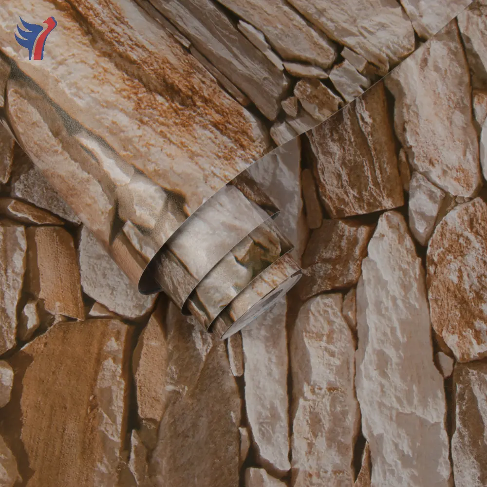 Виниловые водонепроницаемые обои Jinyi H1086 с каменным узором для дома из ПВХ