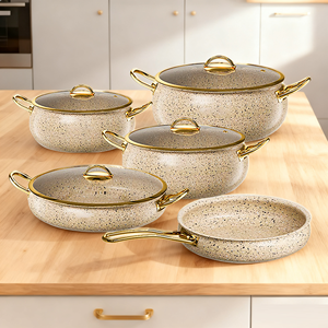 Bán buôn 12-mảnh thép không gỉ <span class=keywords><strong>Cookware</strong></span> Set với kính có nắp đậy không độc hại đồ dùng nhà bếp cảm ứng nấu ăn chậu chảo - Product Image 2