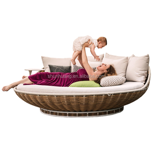 Grandi dimensioni spiaggia Hotel mobili da esterno in vimini Rattan giardino lettino nuovo Design appeso divano letto con cuscini impermeabili - Product Image 2