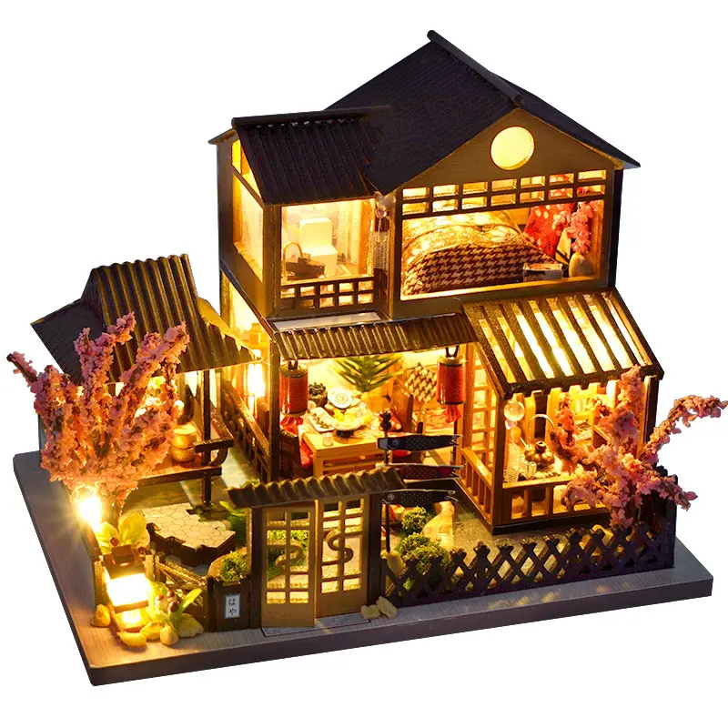 Bricolage pour enfants Mini maison de poupée en bois assemblage Villa château fille jeu maison jouet maison