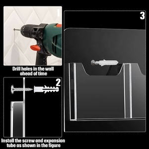 8 túi Acrylic Brochure chủ hiển thị tường mountable thiệp chúc mừng tờ rơi tài liệu tài liệu Acrylic hiển thị đứng chủ - Product Image 6