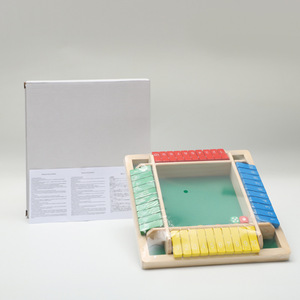 1-6名玩家的榆次木制翻牌棋盘游戏用16个儿童和成人数字骰子关闭盒子骰子象棋 - Product Image 6