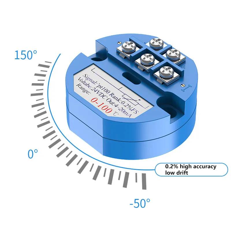 Transmissor de temperatura inteligente, termopar rtd montado na cabeça 4-20ma hart k pt100