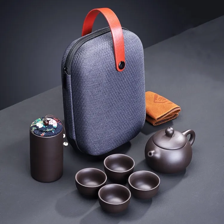 7 in 1 Chinese Kung Fu Travel Tea Set A pot With Two Cups Hot Sells Customized Tea Cups Ceramic Portable Tea