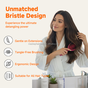 شعار مخصص خنزير فرشاة مجداف بشعيرات شعر مستعار & ، فرشاة شعر مستعار لفصل الشعر للاستخدام الرطب والجاف مع صندوق هدايا - Product Image 4