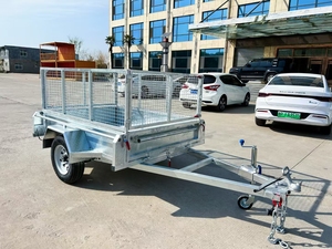 Eden Custom High-Performance Single Axle Box Trailer Hot Dip Galvanized with Powder Coating <strong>Mesh</strong> Cage <strong>Ramp</strong> for Cargo Utility Use - Product Image 6