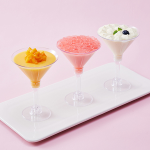 明宇优质PS材质冰淇淋奶昔果汁杯塑料鸡尾酒马提尼酒杯低价