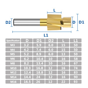 M6-M16 High-speed Steel Countersunk Head Milling <strong>Cutter</strong> 4-tooth Titanium Plated Straight Shank End Milling <strong>Cutter</strong> - Product Image 5