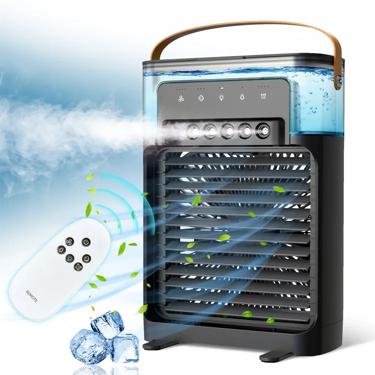 Ventilador de ar condicionado de água, ventilador de ar evaporativo com 7 cores claras, ventilador ec em shenzhen