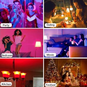 Uzaktan kumanda ile RGB LED ışık ampul 220V 5W 7W 9W 12W E27 E26 vida bankası A60 A70 A80 ev partisi yatak odası için 16 renk seçenekleri - Product Image 6