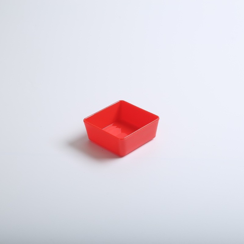 Plat à compartiment unique (rouge) en matériau PP de qualité alimentaire