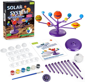 子供のための8つの惑星とペイントとブラシSTEM DIYクラフトを備えた子供用プラネタリウムプロジェクター用ソーラーシステムモデルキット
