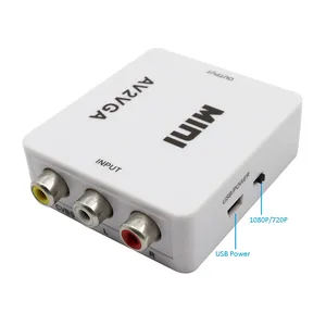 AV2VGA 1080P RCA AV a VGA con convertidor de audio y video de 3,5mm CVBS + convertidor de audio a PC HDTV Mini convertidor de video