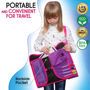 Baki meja Lap anti air untuk anak, dudukan Tablet besar, kursi mobil & pengatur meja pesawat, barang penting perjalanan untuk balita (merah muda) - Product Image 4