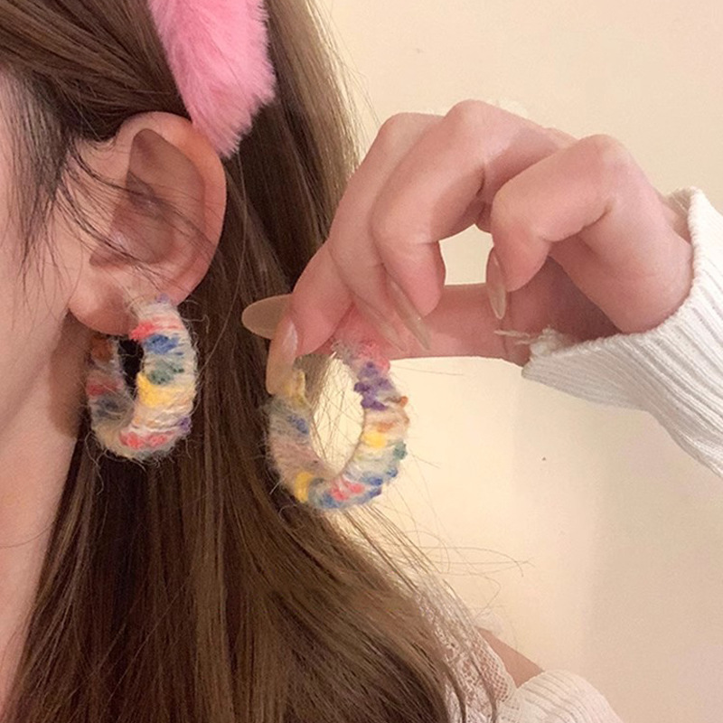 A1422 Boucles d'oreilles flocage arc-en-ciel