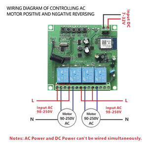 AC85-260V TUYA 2.4G WIFI + RF Motor Control Panel für Garagentor Smart 4CH WIFI Empfänger Modul für Home Automation - Product Image 5