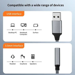 <strong>USB</strong> 2.0 a Male <strong>to</strong> 3.5MM Female Digital Audio <strong>Aux</strong> Headphone Jack Converter <strong>Adapter</strong> Cable - Product Image 6
