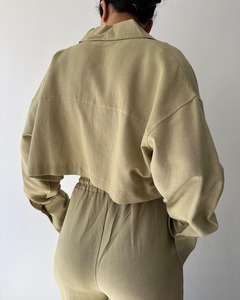 ชุดเสื้อ2ชิ้นเสื้อเชิ๊ต2ชิ้นชุดเสื้อเชิ๊ตลำลองแขนยาว S-XXL สีทึบ - Product Image 5