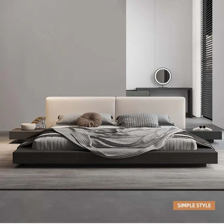 Plate-forme nordique lit Double couette classique stockage ensemble de lit moderne minimaliste Tatami lit de luxe pour chambre