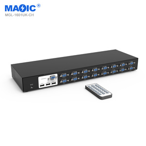 新型16端口USB 2.0 KVM交换机控制台1080P智能热键VGA分离器开关盒16进1出VGA KVM交换机