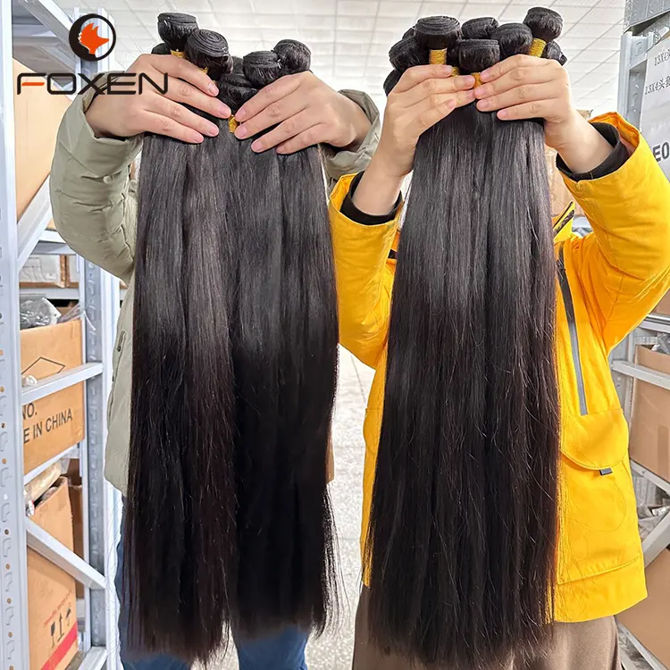 Paquetes de cabello humano virgen brasileño recto Paquetes de cabello vietnamita crudo alineados con cutícula Venta al por mayor Proveedores de cabello crudo de un solo donante