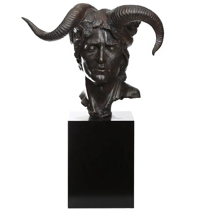 Mais popular desktop enfeite porca-marrom ovelha cabeça rosto escultura de resina