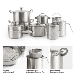 Wholesale <strong>20</strong> Piece Cookware <strong>Sets</strong> Stainless Steel 5 Layers Induction Base Nonstick Cooking Asparagus Spaghetti Pots with Filter - Product Image 2